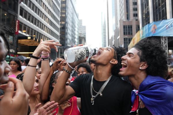 Revelers at the parade. 