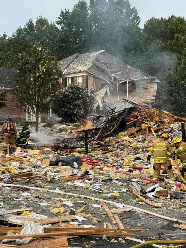 A house explosion in Baltimore's Bel Air neighborhood left one person dead and two others injured on Sunday.