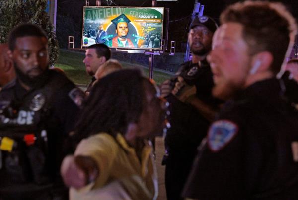 Doyle said that for the majority of the night, the protesters were peaceful. He said police allowed them to block the street outside the station, posting a squad car on each end, so they wouldn’t be hit by vehicles.