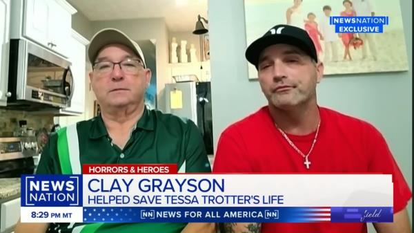 Ralph and Clay Grayson talking on NewsNation a<em></em>bout helping save Tessa Trotter's life