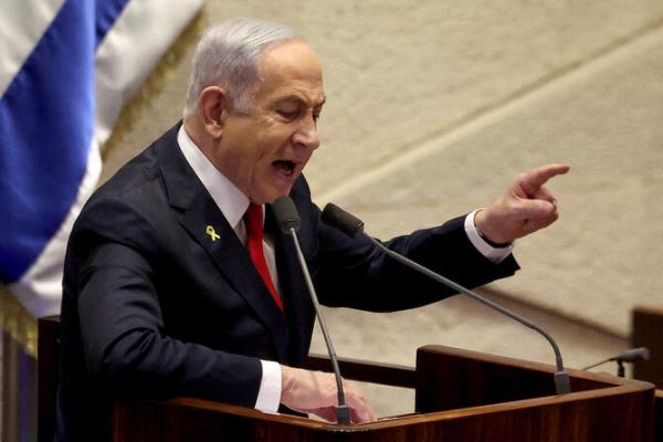 Israeli Prime Minister Benjamin Netanyahu speaks at the plenum, during a discussion on the subject of hostages kidnapped during the deadly October 7, 2023 attack, in Israel's parliament, the Knesset, in Jerusalem, November 18, 2024. (Reuters)